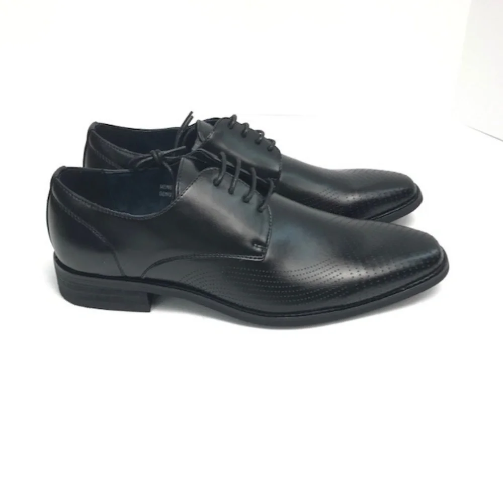 Amali Men's Black Wing Tip Oxford Dress Shoes Smooth Burnished Sizes 10 - 15